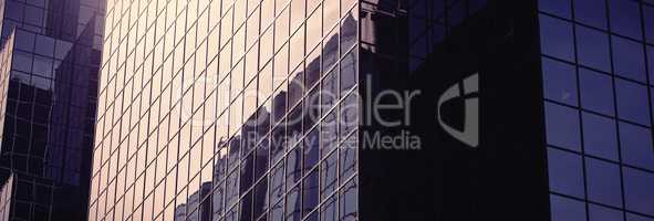 Close-up of glass office building