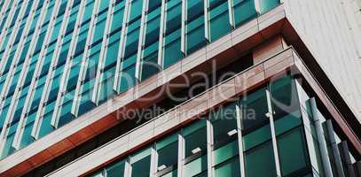 Close-up of glass office building