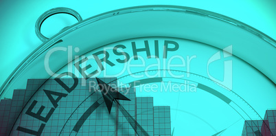 Composite image of compass pointing to leadership