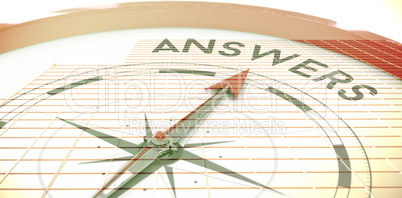 Composite image of compass pointing to answers