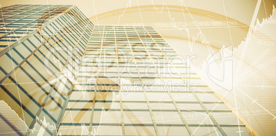 Composite image of success text with graphs and navigational compass