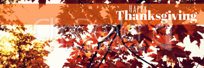 Composite image of digitally generated image of happy thanksgiving text