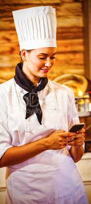 Chef using a smartphone