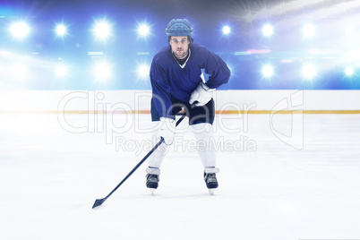 Composite image of player playing ice hockey
