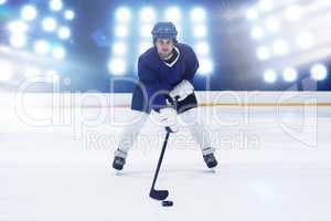 Composite image of player playing ice hockey