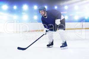 Composite image of player playing ice hockey