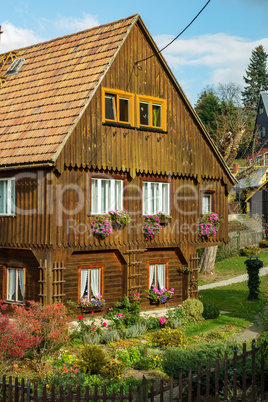 House with wooden construction as Umgebinde