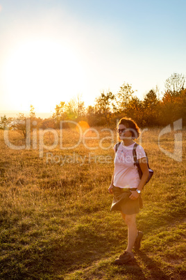 Woman is running in the nature