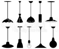 Set of different pendant lamps
