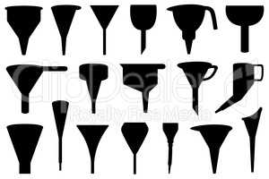 Set of different funnels