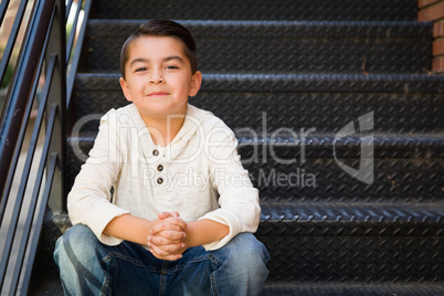 Portrait of Mixed Race Young Hispanic and Caucasian Boy