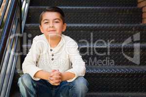 Portrait of Mixed Race Young Hispanic and Caucasian Boy