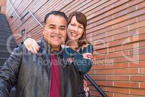 Portrait of Mixed Race Caucasian Woman and Hispanic Man