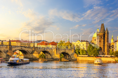 Charles bridge and the Tower in Prague, Czech Republic