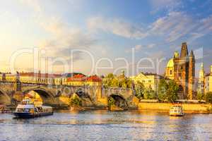 Charles bridge and the Tower in Prague, Czech Republic