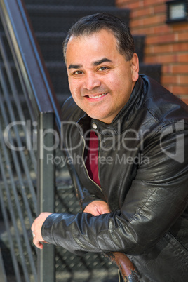 Mixed Race Young Hispanic Man Posing on a Stariway