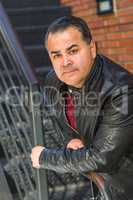 Mixed Race Young Hispanic Man Posing on a Stariway