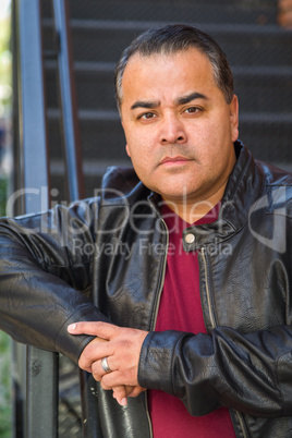 Mixed Race Young Hispanic Man Posing on a Stariway