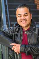 Mixed Race Young Hispanic Man Posing on a Stariway