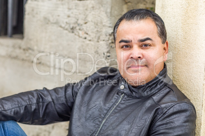 Mixed Race Young Hispanic Man Posing on a Stariway