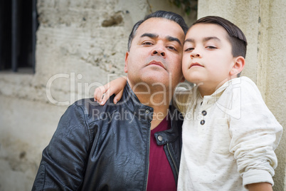 Portrait of Mixed Race Hispanic and Caucasian Son and Father