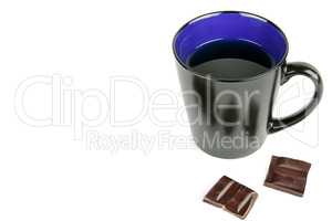 Cup of coffee and chocolates isolated on white background. Free