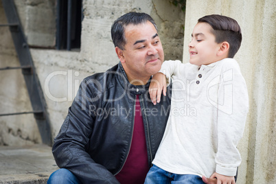 Portrait of Mixed Race Hispanic and Caucasian Son and Father