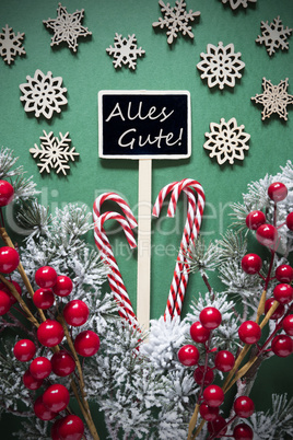Retro Black Christmas Sign,Lights, Alles Gute Means Best Wishes