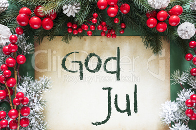 Christmas Decoration, Swedish Text God Jul Means Merry Christmas