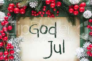 Christmas Decoration, Swedish Text God Jul Means Merry Christmas