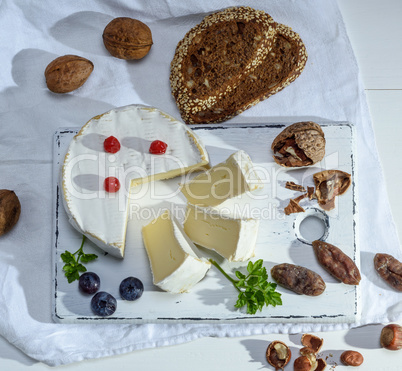 round piece of camembert cheese