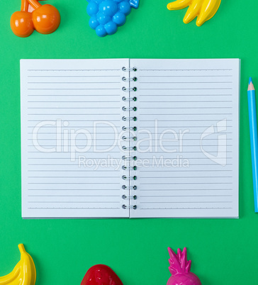 open notebook with blank white sheets in line