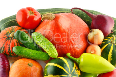 Set of vegetables isolated on white background.