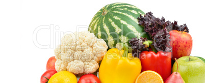 Fruits and vegetables isolated on white background. Organic food