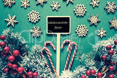 Black Christmas Sign,Lights, Weihnachtsfeier Means Christmas Party, Retro Look