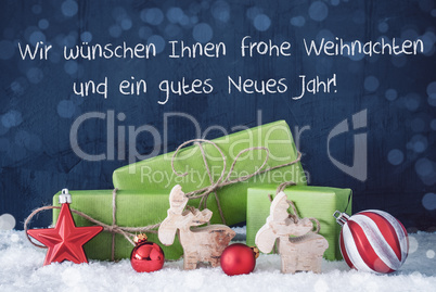 Green Christmas Gifts, Bokeh, Gutes Neues Means Happy New Year