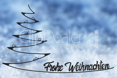 Line Sketch Of Christmas Tree, Frohe Weihnachten Means Merry Christmas