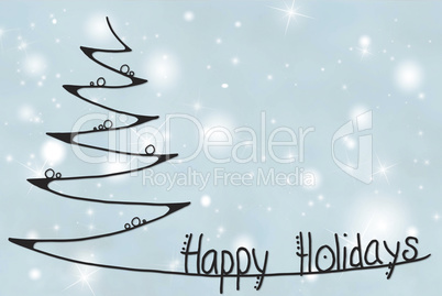 Christmas Tree, Happy Holidays, Light Blue Background