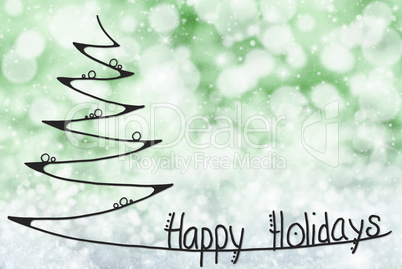 Christmas Tree, Happy Holidays, Green Bokeh Background