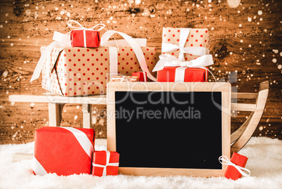 Sled With Gifts, Copy Space For Advertisement