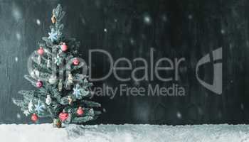 Colorful Decorated Tree, Copy Space For Advertisement, Snowflakes