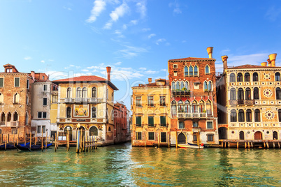 Medieval Palaces Dario and Salviati in Grand Canal, summer view