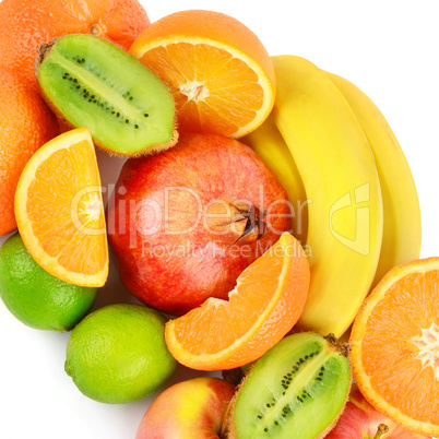 Set of fruits isolated on white background.