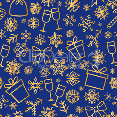 Christmas icon seamless pattern Winter Holiday snow background