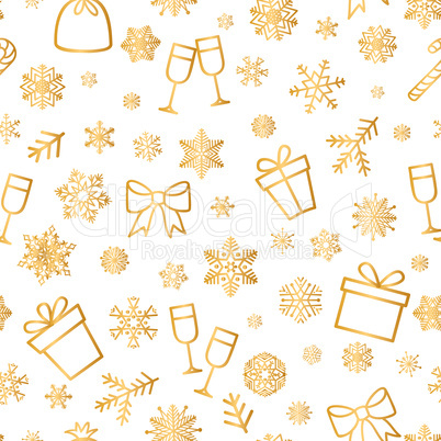 Christmas icon seamless pattern Winter Holiday snow background