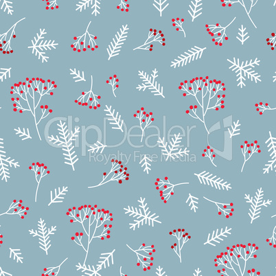 Christmas floral seamless pattern. Winter nature background.
