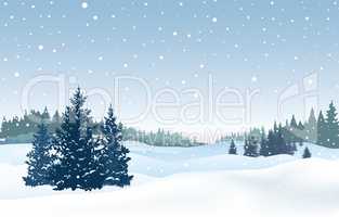 Christmas snowy background. Snow winter landscape. Retro Merry C