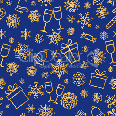 Christmas icon seamless pattern Winter Holiday snow background