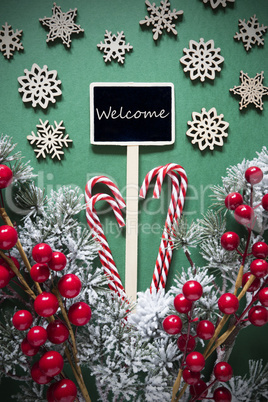 Retro Black Christmas Sign,Lights, English Text Welcome