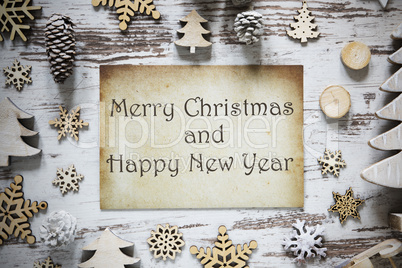 Rustic Christmas Decoration, Paper, Merry Christmas And Happy New Year